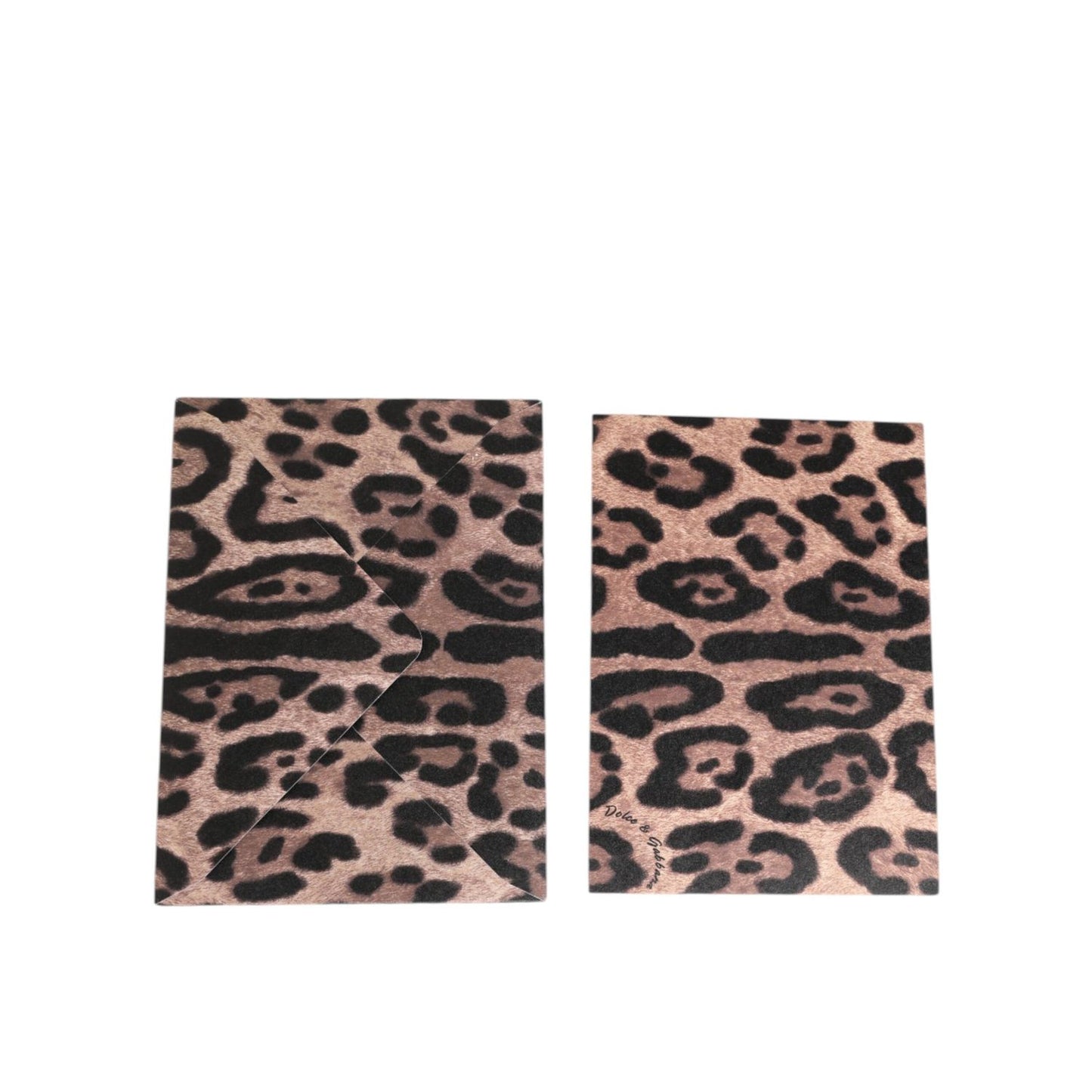 Dolce & Gabbana Multicolor Leopard Print Envelope Paper Post Card Holder set, luxury stationery accessory, elegant design.