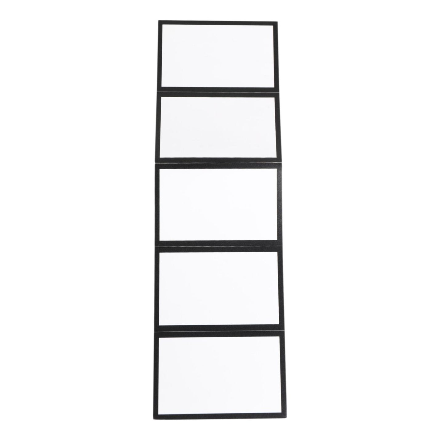 Black framed strip with five blank white spaces