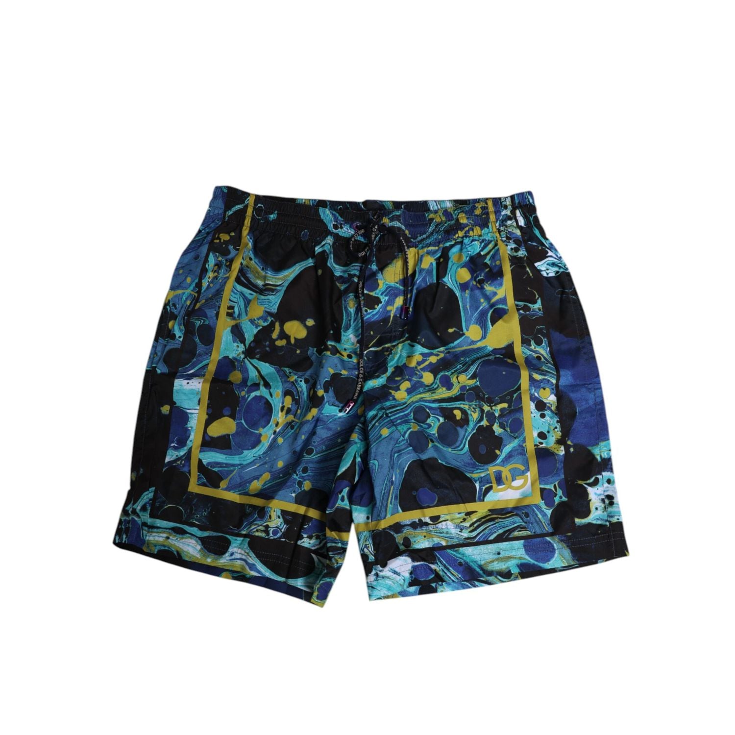 Dolce & Gabbana Blue Marble Print Logo Men Boxer Short Swimwear