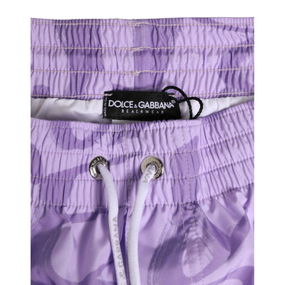 Dolce & Gabbana Purple DG Logo Print Nylon Men Shorts Swimwear