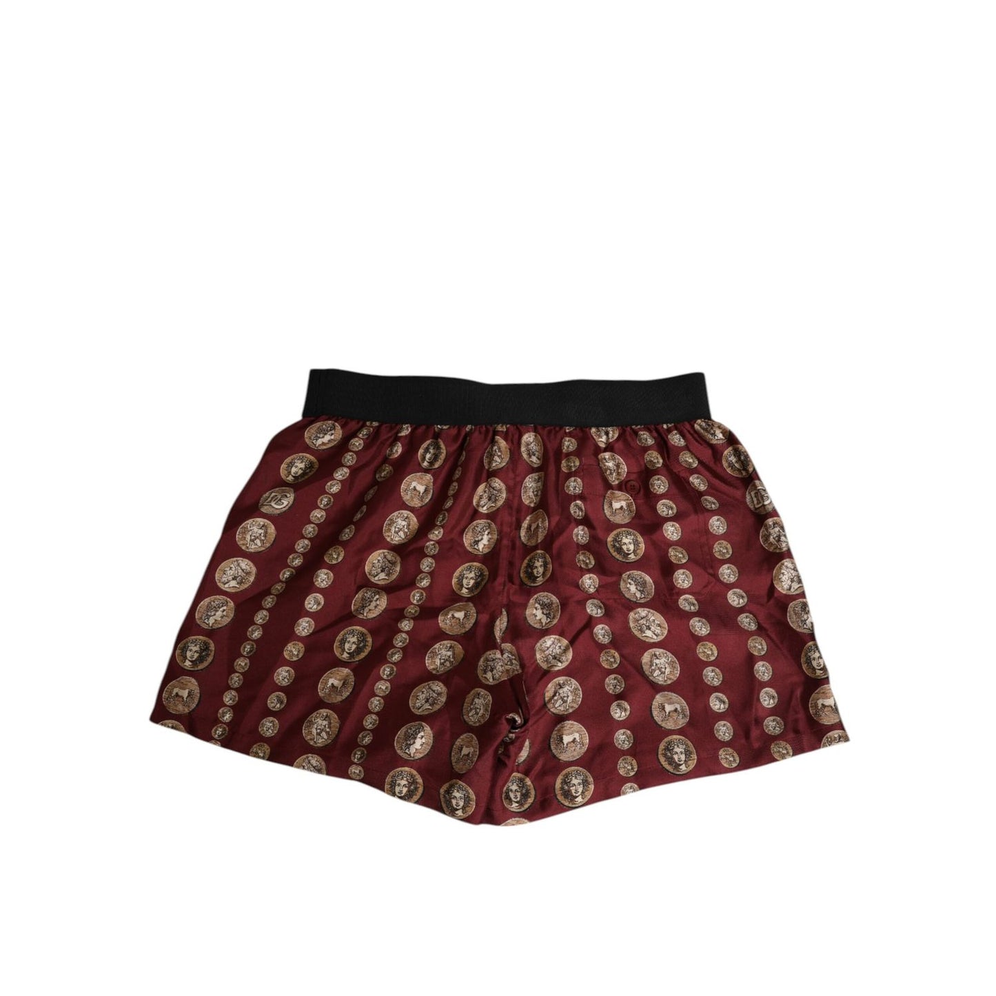 Dolce & Gabbana Burgundy Silk Coin Print Men Boxer Short Swimwear