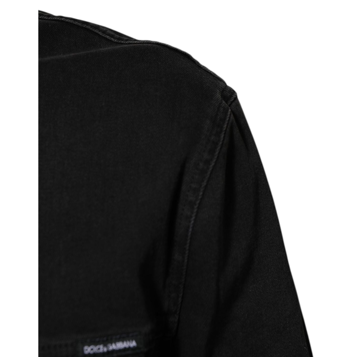 Dolce & Gabbana Black Cotton Denim Stretch Button Up Jacket