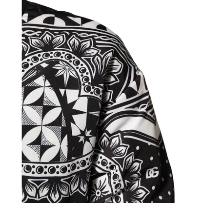 Dolce & Gabbana Black White Bandana Print Bomber Jacket