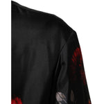Dolce & Gabbana Black Red Floral Silk Bomber Blouson Jacket