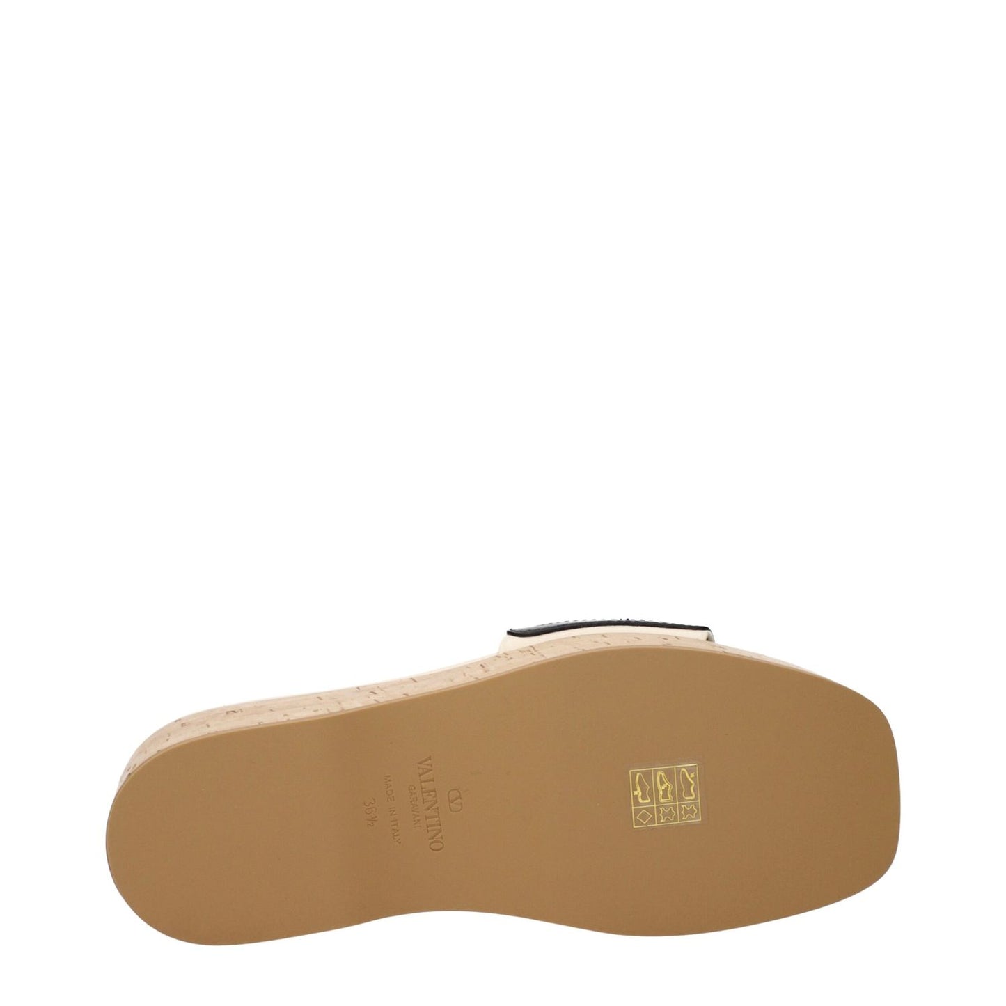 Sole view of Valentino Garavani Beige Leather Wedge Sandals showcasing the design and brand logo.