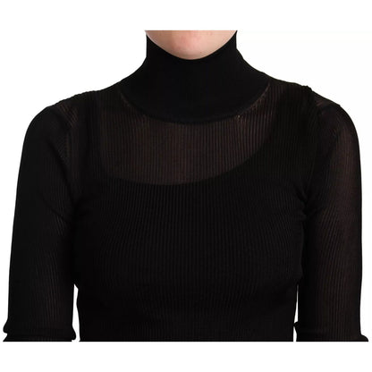 Dolce & Gabbana Black Turtleneck Form Fitting Pullover Sweater