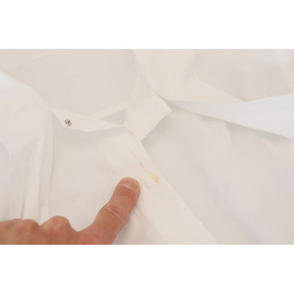 Dolce & Gabbana White Cotton Collared Long Sleeves Formal Top