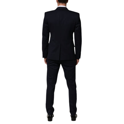 Dolce & Gabbana Black Wool 3 Piece Slim Fit Formal Men Suit