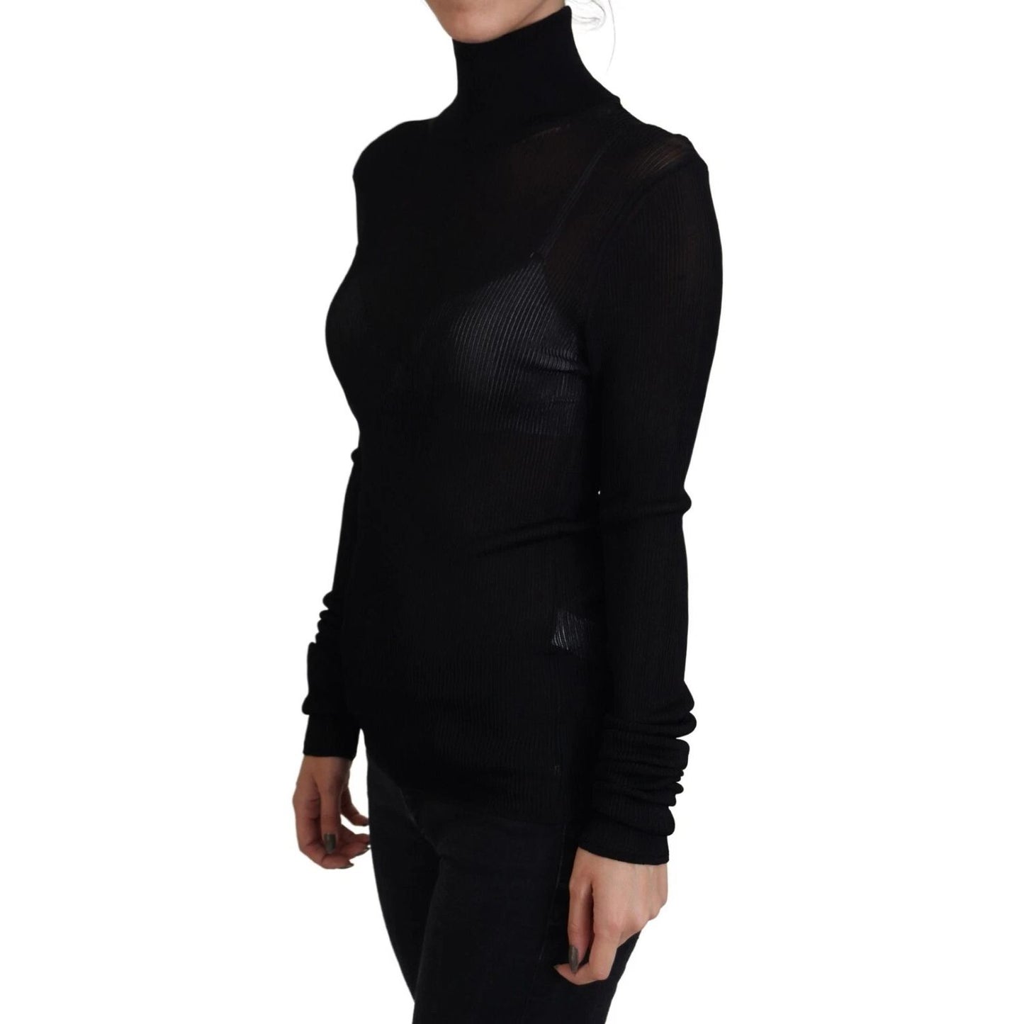 Dolce & Gabbana Black Turtleneck Slim Fit Pullover Sweater