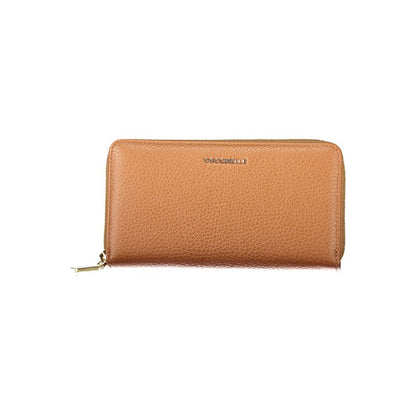 Coccinelle Brown Leather Women Wallet with metallic soft finish and streamlined design