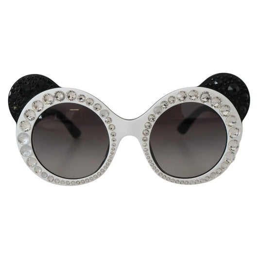 Dolce & Gabbana DG4325BM White Black Acetate Crystal Shades Sunglasses