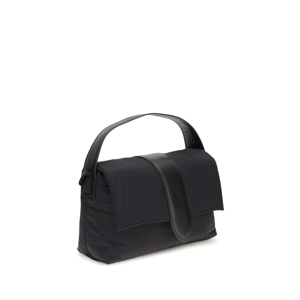 Front view with bag zipped and handles upright.