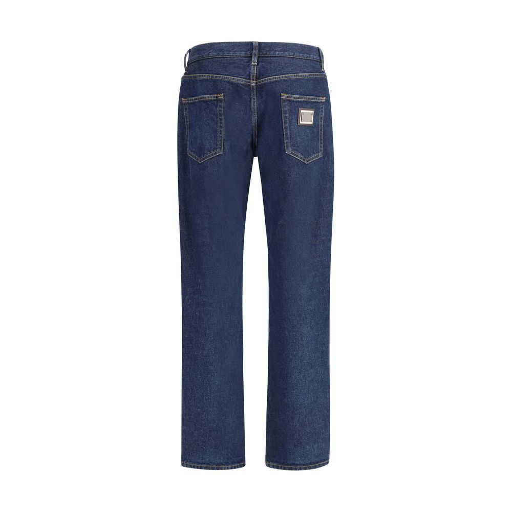 Dolce & Gabbana Blue Cotton Straight-Leg Jeans
