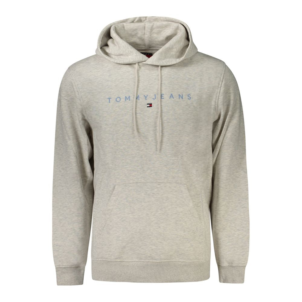 Alt Tag: Tommy Hilfiger Gray Cotton Men Sweater with logo embroidery, long sleeves, and central pocket