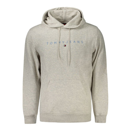 Alt Tag: Tommy Hilfiger Gray Cotton Men Sweater with logo embroidery, long sleeves, and central pocket