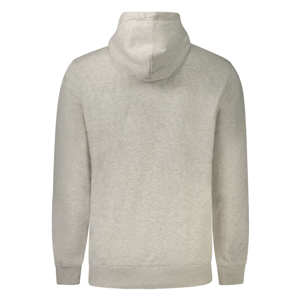 Tommy Hilfiger Gray Cotton Men Sweater, back view, showcasing hoodie and long sleeves.