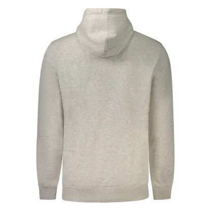 Tommy Hilfiger Gray Cotton Men Sweater, back view, showcasing hoodie and long sleeves.