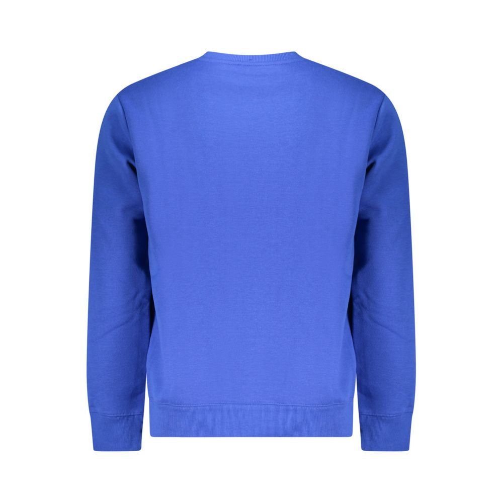 Back view of Norway 1963 Blue Cotton Mens Sweater showcasing its crew neck design and vibrant color.