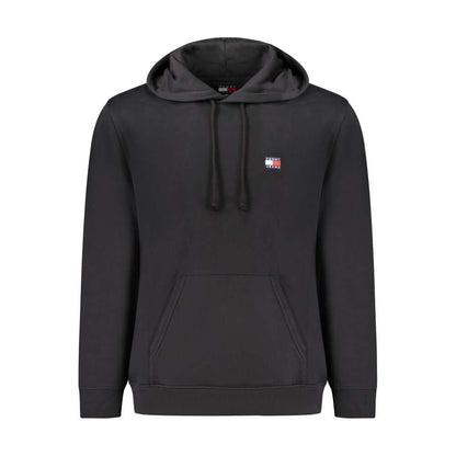 Tommy Hilfiger Black Cotton Men Sweater with hood and embroidered logo