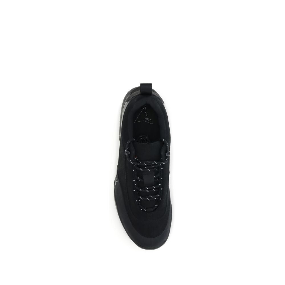 Top view of ROA Black Polyamide Athletic Sneakers featuring a notched tread Vibram® sole and waterproof microfiber upper.