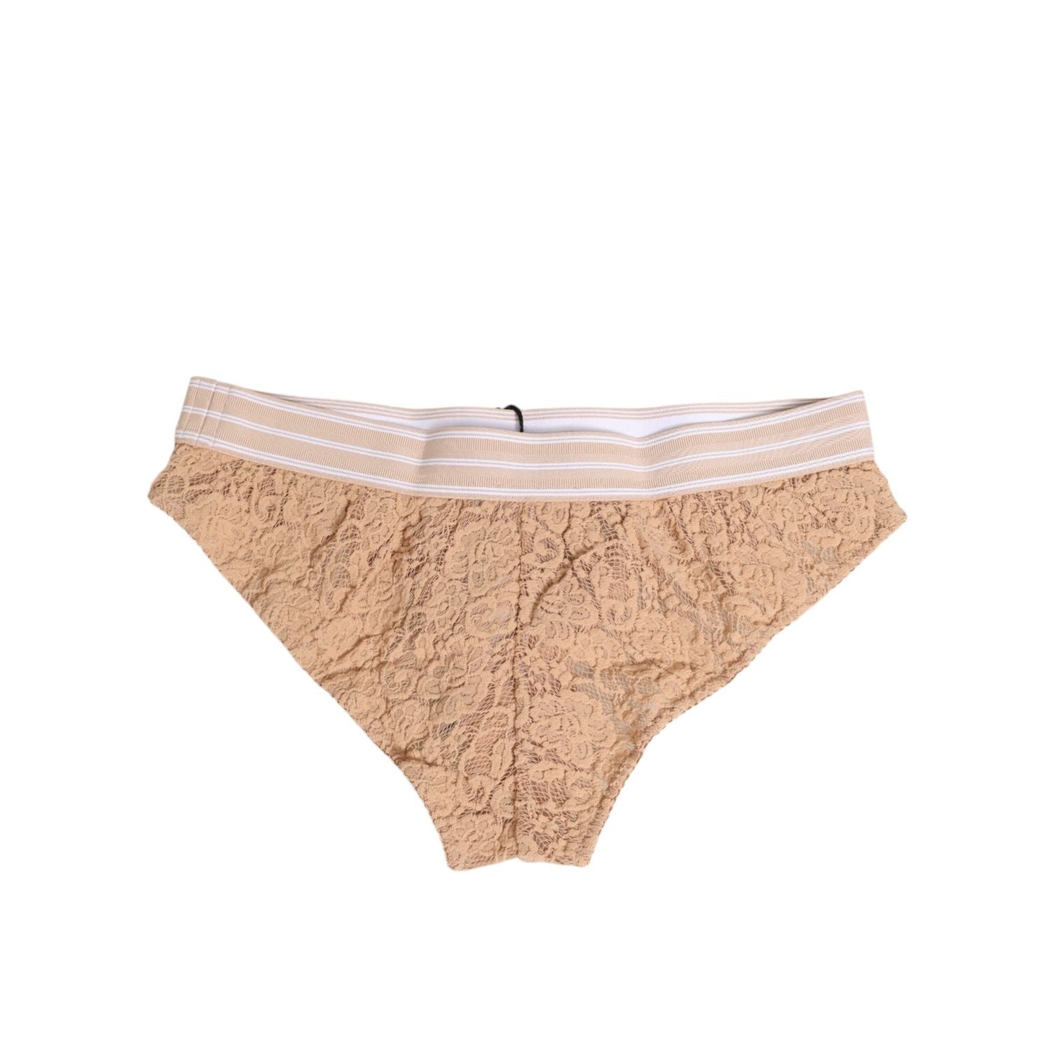 Dolce & Gabbana Beige Lace Brasiliano Briefs Logo Waistband Underwear