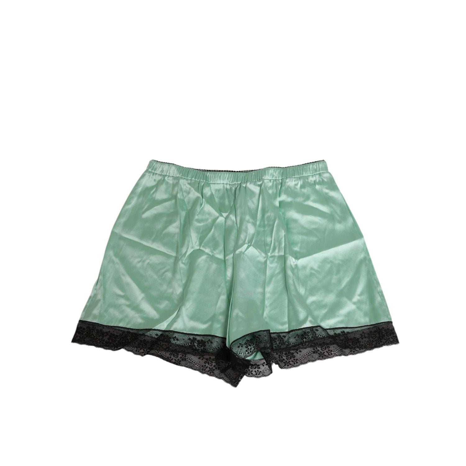 Dolce & Gabbana Water Green Satin Black Lace Trim Underwear