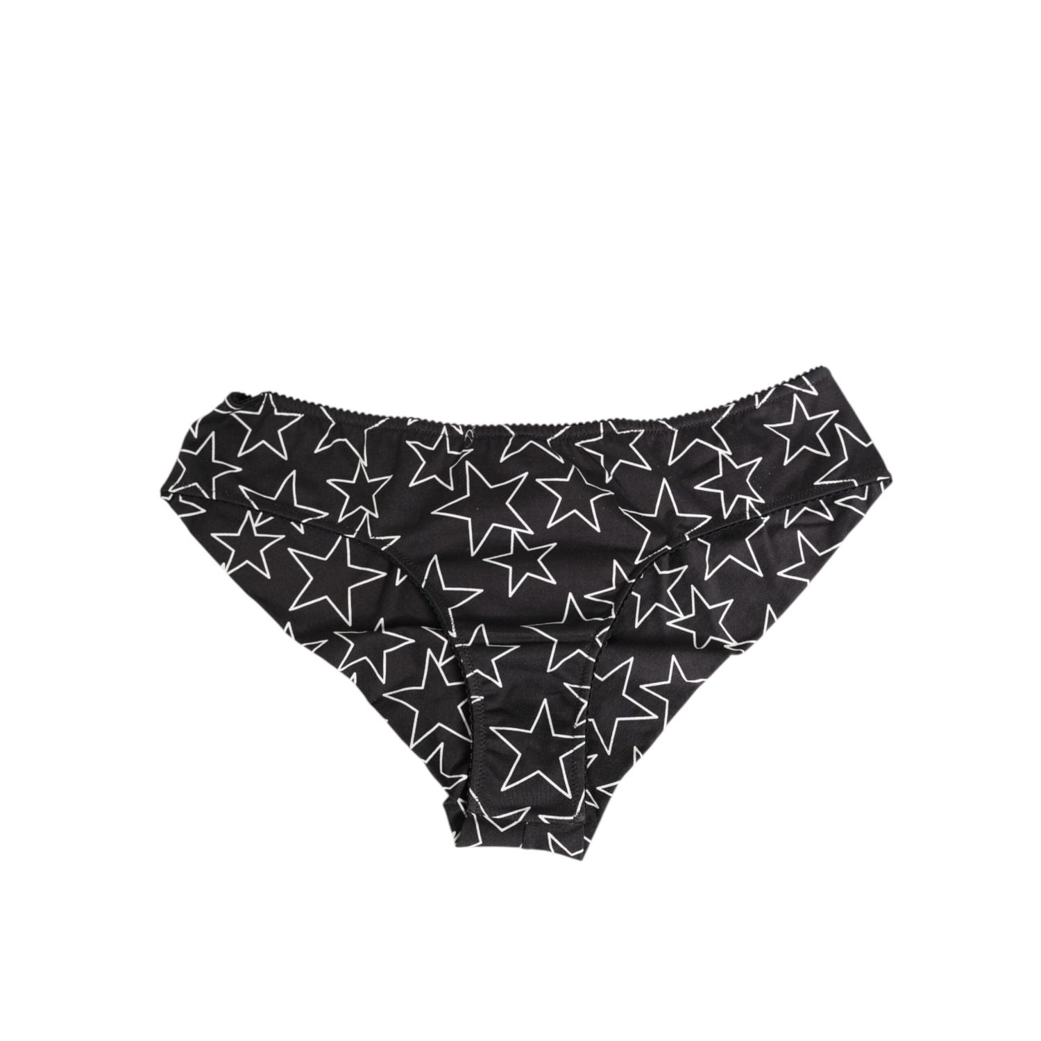 Dolce & Gabbana Black White Star Print Cotton Slip Panty Underwear