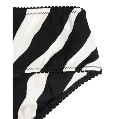 Dolce & Gabbana Black White Zebra Print Slip Briefs Underwear