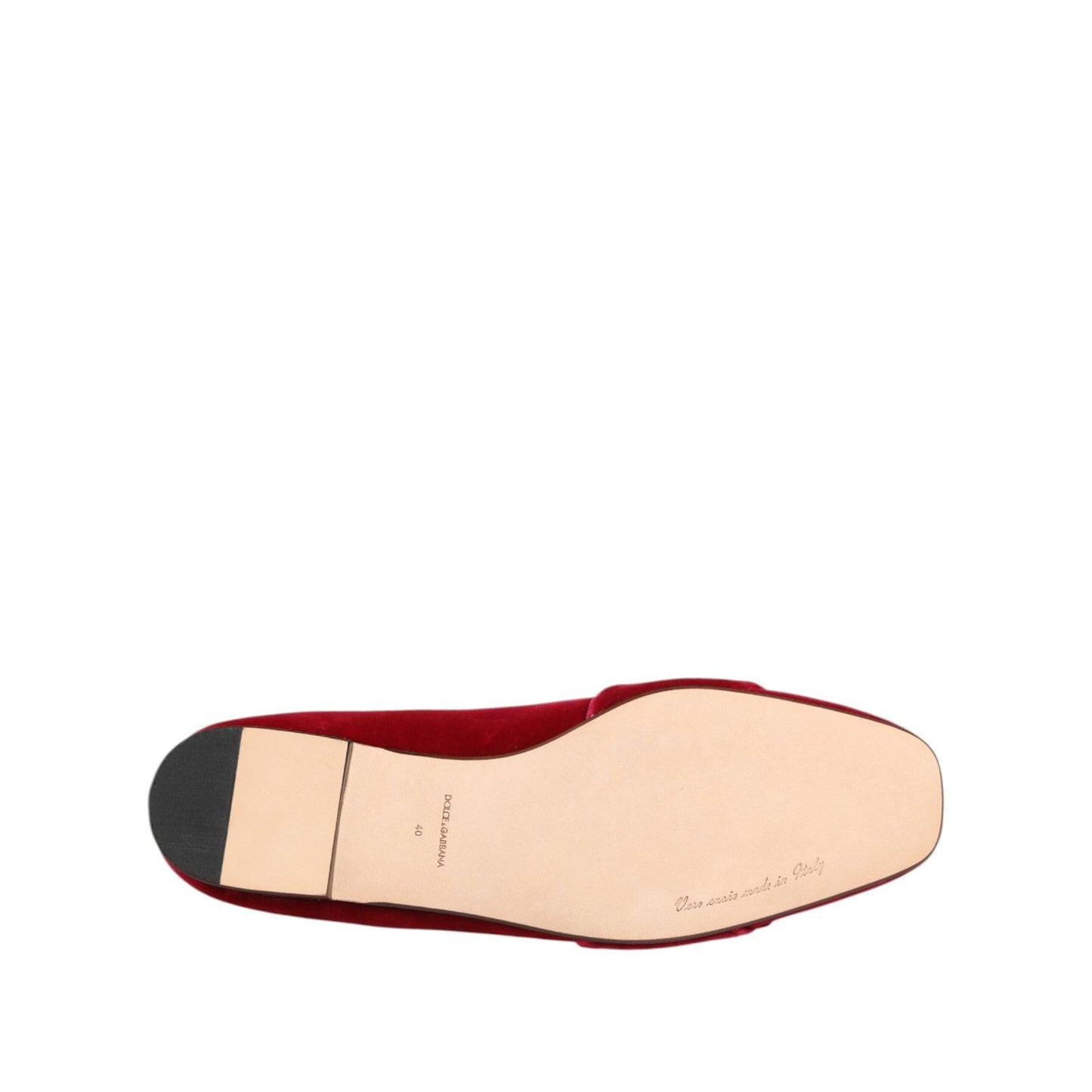 Dolce & Gabbana Red Velvet Crystal Buckle Loafers Flats Shoes
