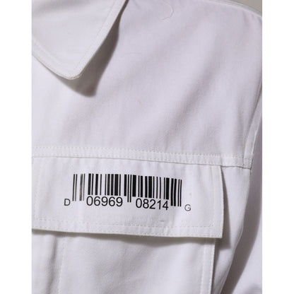 Dolce & Gabbana White Barcode Patch Utility Zip Jumpsuit Pants