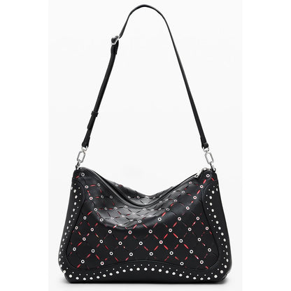 Desigual Black Polyethylene Women Handbag with contrasting details and adjustable strap for versatile wear.