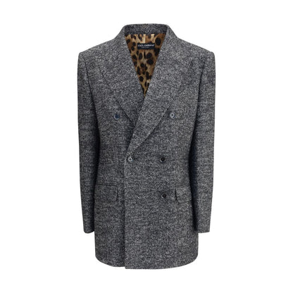 Dolce & Gabbana Gray Fleece Wool Blazer