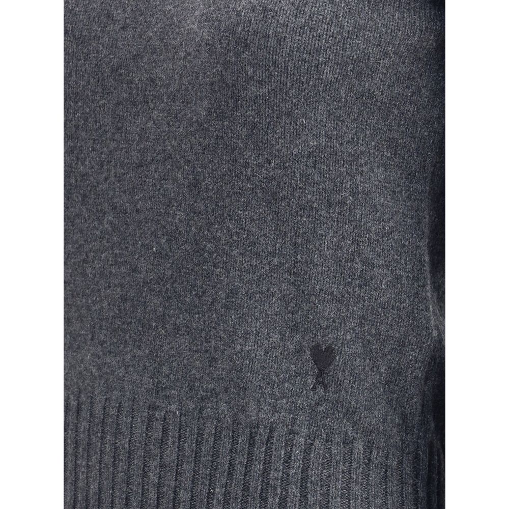Ami Paris Gray Cashmere Cashmere Sweater