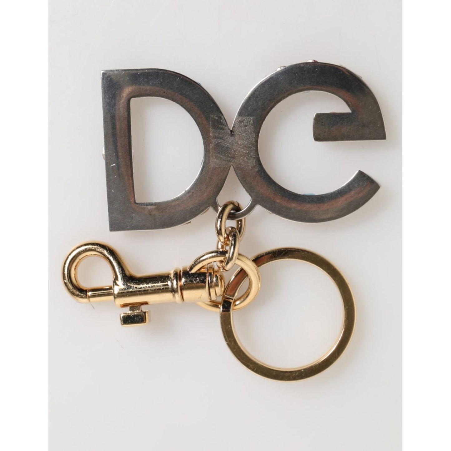 Dolce & Gabbana Multicolor Crystal DG Logo Gold Keychain Charm Keyring