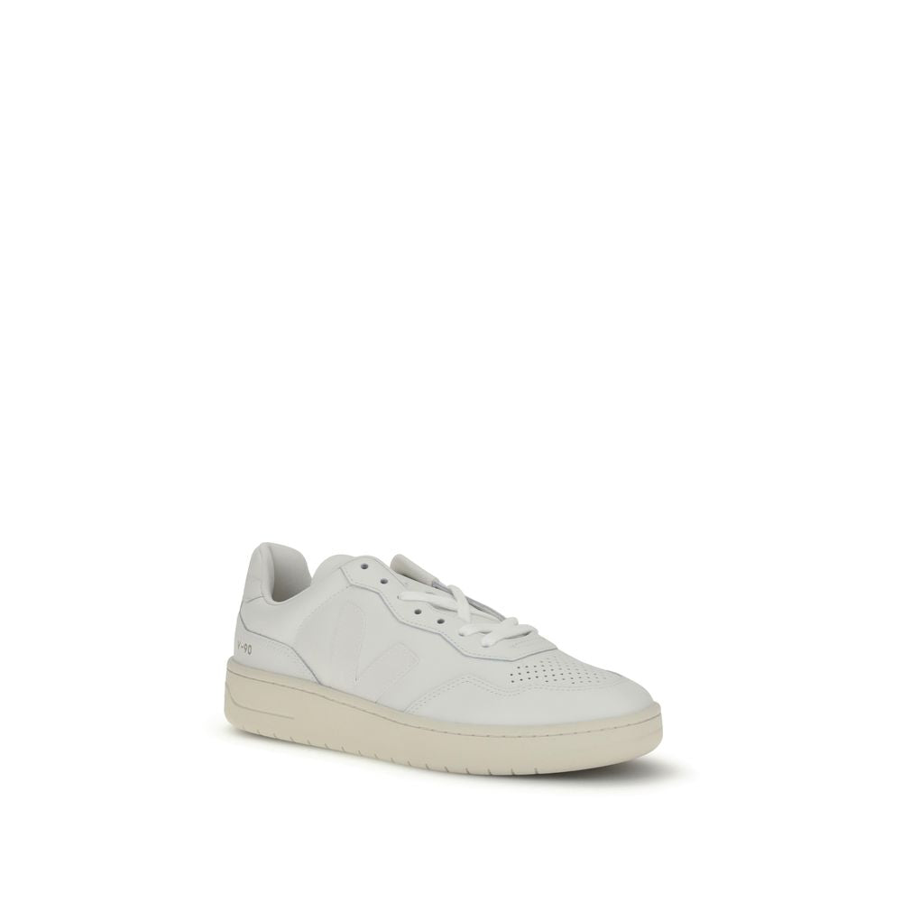 Veja White Leather Low Top Sneakers with minimalist design and iconic V logo, featuring a comfortable round toe and adjustable lace-up closure.