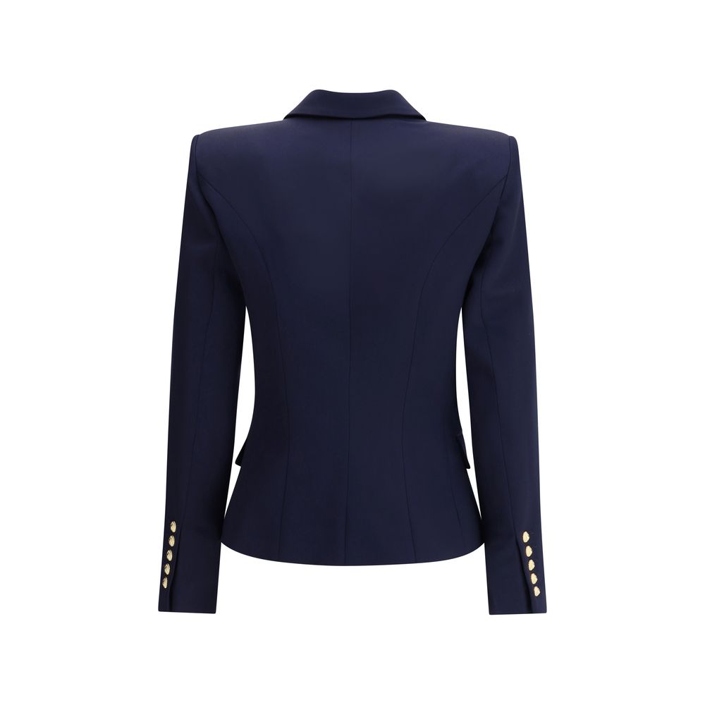 Balmain Blue Fleece Wool Blazer