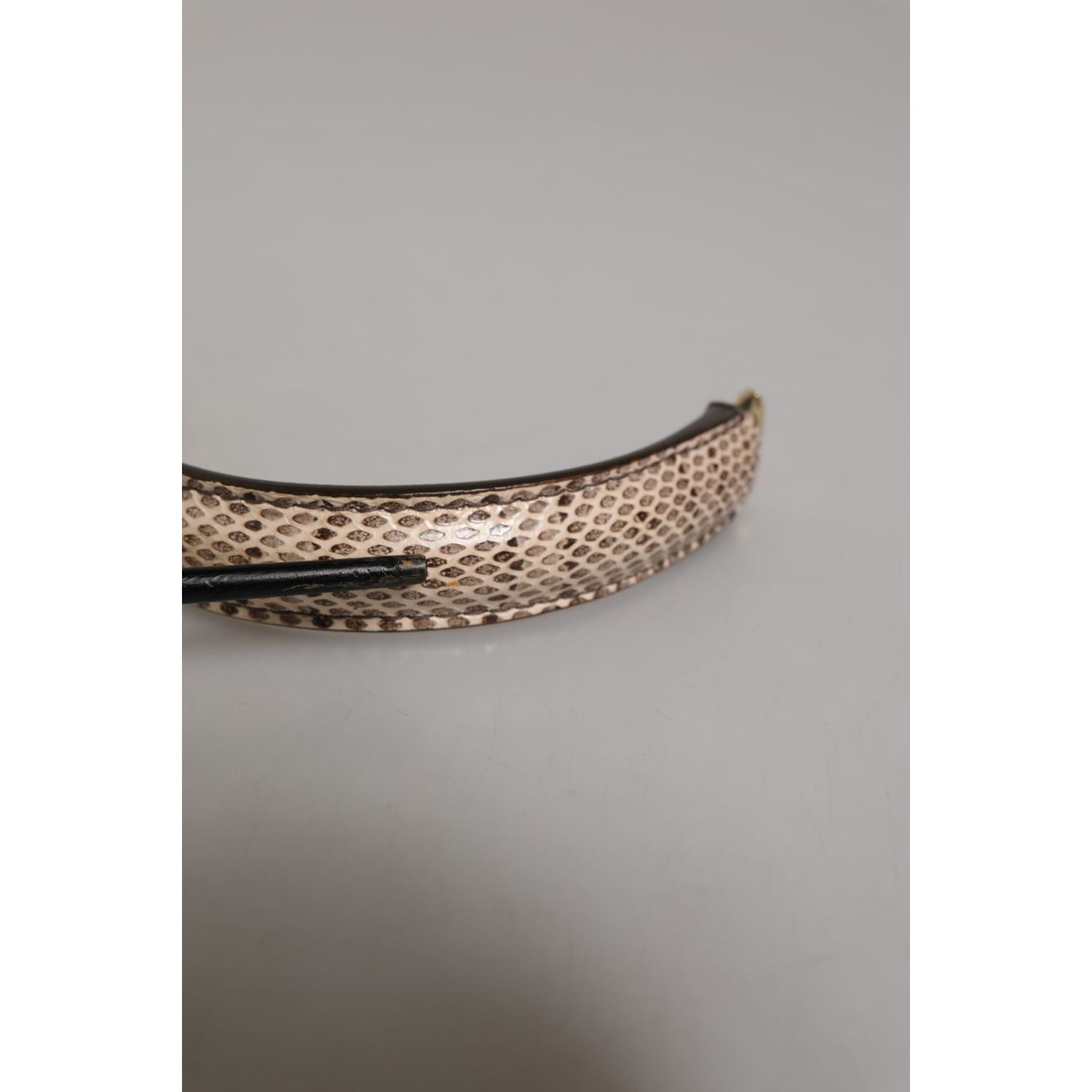 Dolce & Gabbana Beige Brown Snakeskin Leather Gold Ring Shoulder Strap