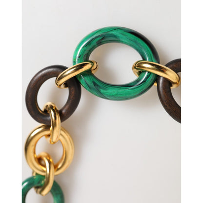 Dolce & Gabbana Multicolor Gold Brass Tiger Lily Floral Chai Necklace