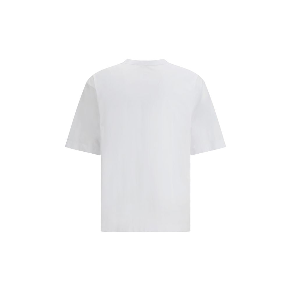 Back view of Dsquared² White Cotton T-Shirt with ribbed crew neck and logo detail, AW25 collection, regular fit