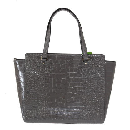 Kate Spade Grey Croc Embossed Leather Elissa Bristol Drive Tote Handbag Bag