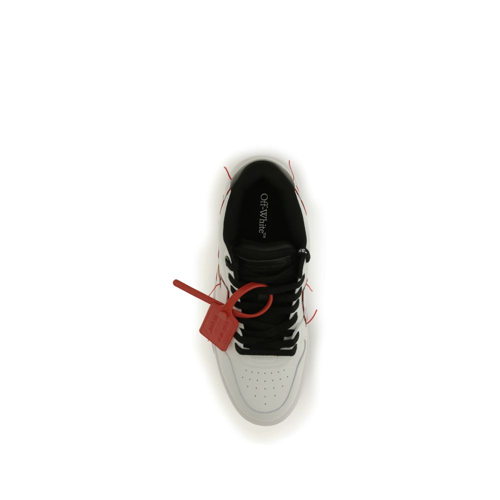 Top view of Off-White White Rubber Low Top Sneakers with iconic arrow design and lace-up closure.