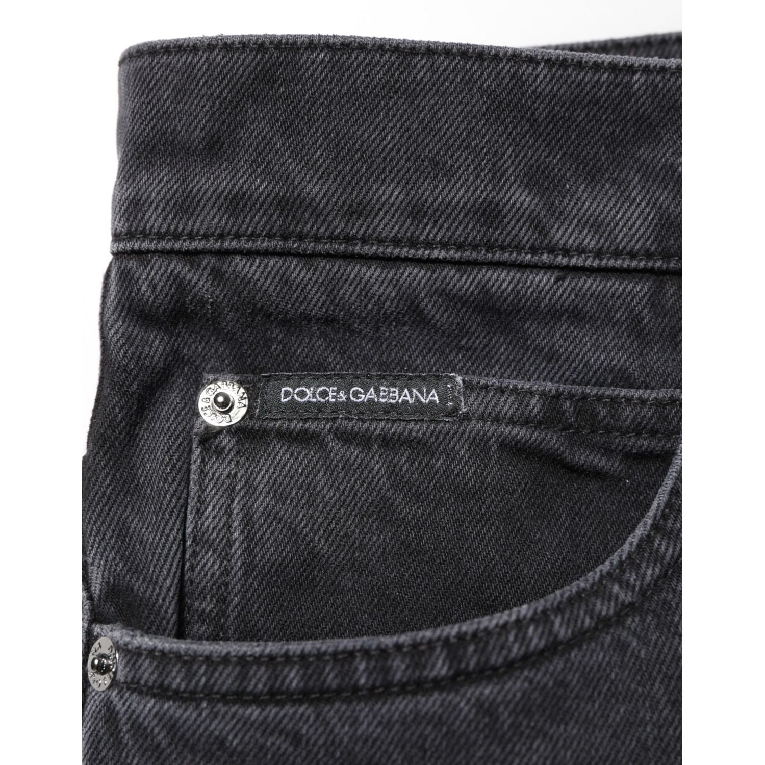 Dolce & Gabbana Black Denim Wide Leg Relaxed Fit Pants Jeans