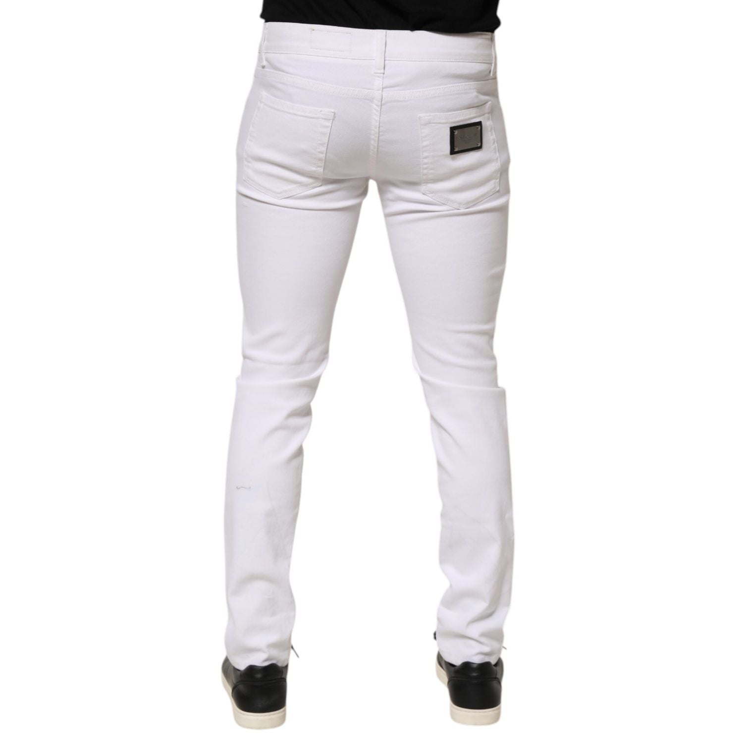 Dolce & Gabbana White Ripped Cotton Skinny Men Denim Jeans