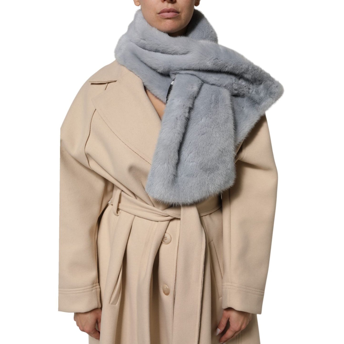 Dolce & Gabbana Powder Blue Mink Fur Neck Warmer Scarf