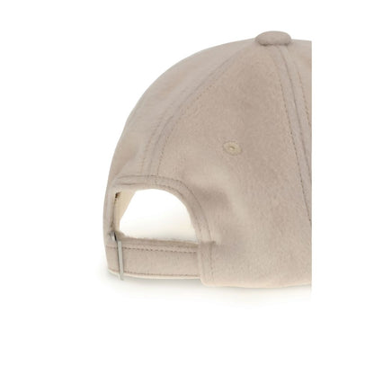 Back view of Jacquemus Beige Wool Cap (Baseball Hat) focusing on adjustable buckle, crafted from soft wool.