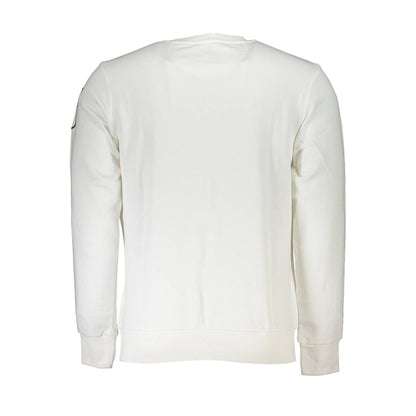 Back view of La Martina White Cotton Men's Sweater showing long sleeves and crew neck design