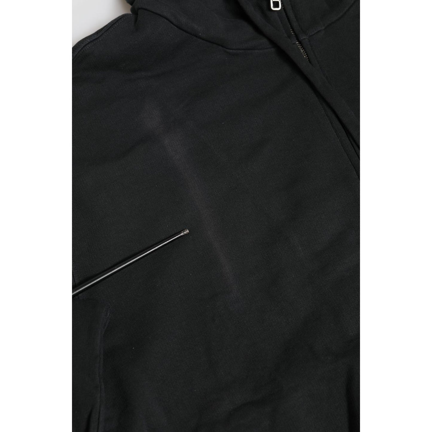 Dolce & Gabbana Black Logo FullZip Hooded Sweatshirt Sweater
