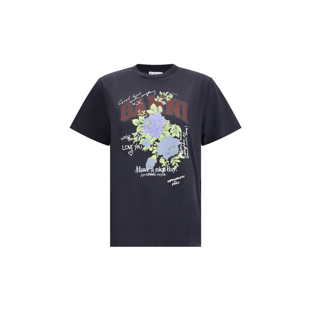 Ganni Black Cotton T-Shirt