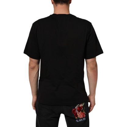 Dolce & Gabbana Black Logo Print Cotton Crew Neck T-shirt