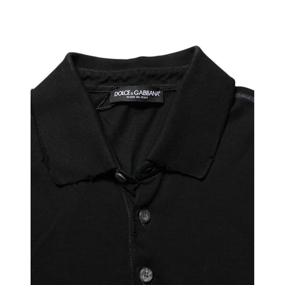 Dolce & Gabbana Black Cotton Graphic Print PoloShirt T-shirt